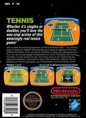 Tennis (Japan, USA) (En) (GameCube Edition) box cover back